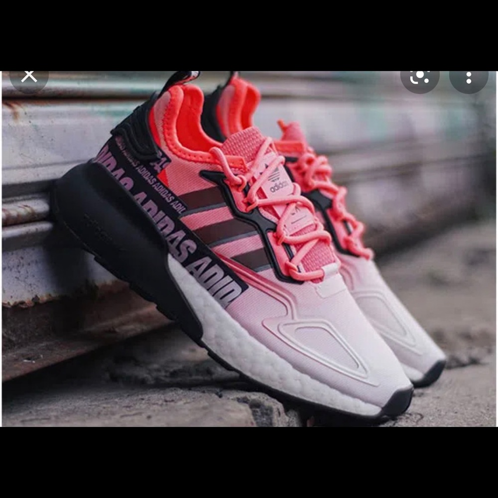 Size 6 - adidas ZX 2K Boost Wordmark Heel Stripe - Semi Solar Red 2020